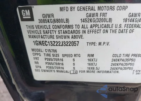 2002 Chevrolet Tahoe Lt from USA, damaged, VIN 1GNEC13Z22J322057